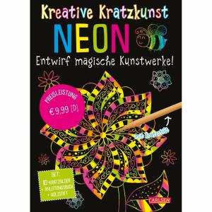 Kratzbilder für Kinder  Neon, Kreative Kratzkunst, Set mit 10 Kratzbildern, Holzstift und, Anleitungsbuch von Anton Poitier, ab 5 Jahren, Carlsen Verlag
