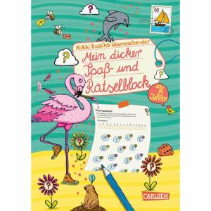 Rätselspaß Grundschule  Spaß- und Rätselblock, Mein dicker Spaß- und Rätselblock, Softcover, 160 Seiten, Autor Nikki Busch,, Illustration Christiane Hahn, ab 8 Jahren, Carlsen Verlag