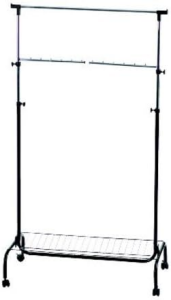Alco Garderobe Metall mobil fahrbar chrom-schwarz m 2 vari. Aufhängern