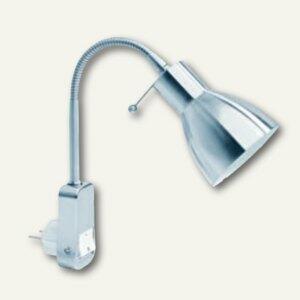 Alco Steckdosenleuchte Satin Nickel Arm felxibel Halogen klar 230V 40W