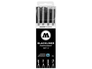 Molotow BLACKLINER Permanent Set 3 4er Etui, Spezialspitzen sortiert