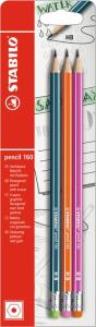 Stabilo Bleistift pencil 160, HB Blister 3ST/3, Farben pe/or/pi