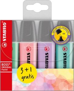 Stabilo Textmarker BOSS ORIGINAL Pastel 3+1 Etui 4 ST/4 Farben