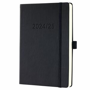 SIGEL C2503 Wochennotiz-Kalender Conceptum 2024/2025 - black - 18 Monate - 2 Seiten = links Woche / rechts Notizseite - Hardcover - 80 g/m² - ca. A5 - schwarz - 256 Seiten - PEFC-zertifiziert