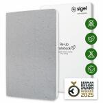 SIGEL RU100 Notizbuch Re-Up - kariert - ca. A5 - hellgrau - Softcover - 100 Seiten - NCP vegan-zertifiziert