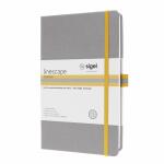SIGEL LS100 Notizbuch Linescape - kariert - ca. A5 - hellgrau/gelb - Hardcover - 176 Seiten - FSC-zertifiziert