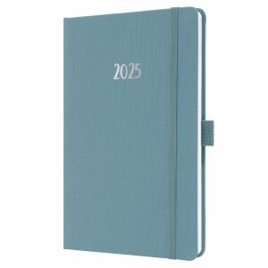 SIGEL J5401 Wochenkalender Jolie 2025 - powder blue - 1 Jahr - 2 Seiten = 1 Woche - Hardcover - 80 g/m² - ca. A5 - blau - 174 Seiten - FSC-zertifiziert