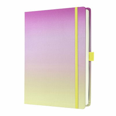 SIGEL JB101 Notizbuch Jolie - Gradient Ice-Cream - punktkariert (Dot-Lineatur) - 120 g/m² - A5+ - pink/gelb - Hardcover - 200 Seiten - FSC-zertifiziert