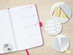 SIGEL J5352 Wochenkalender Jolie 2025 - Rose Monstera - 1 Jahr - 2 Seiten = 1 Woche - Hardcover - 80 g/m² - ca. A6 - rosé/schwarz - 174 Seiten - FSC-zertifiziert