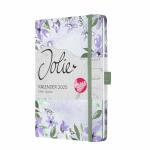 SIGEL J5337 Wochenkalender Jolie 2025 - Loose Florals Lilac - 1 Jahr - 2 Seiten = 1 Woche - Hardcover - 80 g/m² - ca. A5 - violett/grün - 174 Seiten - FSC-zertifiziert
