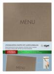 SIGEL SM210 Speisekarten-Mappe - 1 Stück - inkl. 2 Doppel-Transparenthüllen für 8 Seiten - Gummi-Bindung - A4 - beige