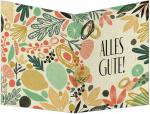 SIGEL DS612 Glückwunsch-Karten - Colorful plants - goldgelb/grün/rot/rosé/schwarz - A6 - 10 Karten + Umschläge - inkl. weiße Umschläge