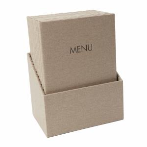 Speisekarten-Mappen - 10 Stück Gummi-Bindung - A4 - beige
