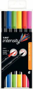 Bic Fasermaler Intensity Dual Brush Pinsel+Spitze f.sort Etui à 6St