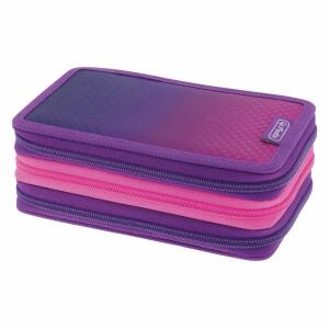 HLZ Federtasche 31 Teile 3 stöckig pink/purple