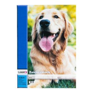 LANDRE Zeichenblock, A2 10 Blatt 100 g/m² holzfreier Zeichen-Karton geheftet mit Mikroperforation 2 Tier-Motive Zeichenpapier