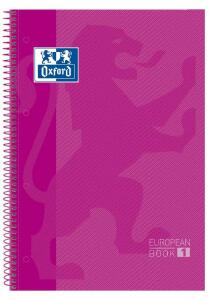 Oxford Collegeblock A4 Classic Euro pean Book 80 Blatt kariert pink 5St