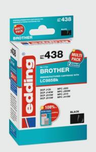 Edding Tintenpatrone EDD-438 ersetzt Brother LC985BK Doppelpack