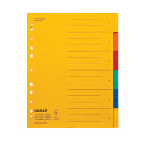 Register Karton, 24 x 29,7cm, Colorspan-Krt., 6-teilig, 5 Farben