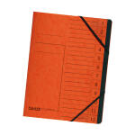 Ordnungsmappe Colorspan-Karton orange, 12 Fächer,  2 Gummizüge