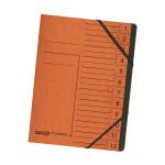 Ordnungsmappe Colorspan-Karton orange, 12 Fächer,  2 Gummizüge