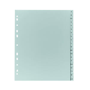 PP Register, grau, für DIN A4 20tlg 24,5x29,7cm, (Überbreit) Druck A-Z
