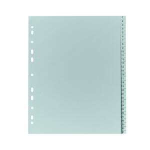 PP Register, grau, für DIN A4 24,5x29,7cm (Überbreit)Druck 1-31