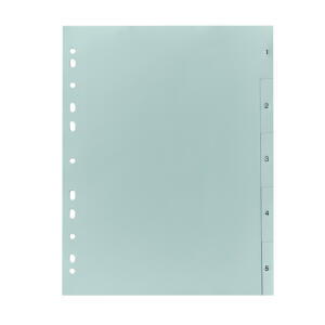 PP Register, grau, für DIN A4 22,5 x 29,7cm Druck 1 - 5