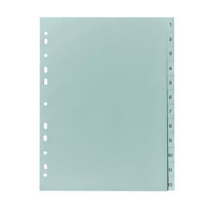 PP Register, grau, für DIN A4 22,5 x 29,7cm Druck 1 - 12