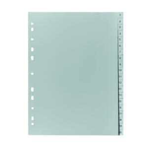 PP Register, grau, für DIN A4 22,5 x 29,7cm Druck 1 - 20