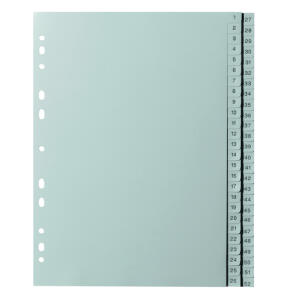 PP Register, grau, für DIN A4 22,5 x 29,7cm Druck 1 - 52