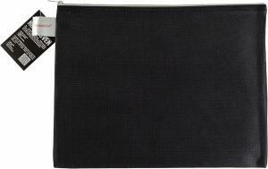 FSY Reissverschlussbeutel A4, non-woven-PP, opak schwarz, Zipper hellgrau, 1 Stück
