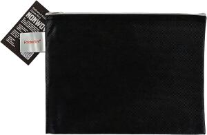 Reissverschlussbeutel A5, non-woven-PP, opak schwarz, Zipper hellgrau