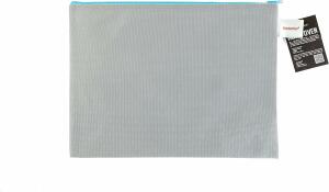 FSY Reissverschlussbeutel A4, non-woven-PP, opak hellgrau, Zipper blau, 1 Stück