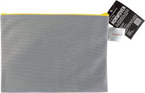 FSY Reissverschlussbeutel A5, non-woven-PP, opak hellgrau, Zipper gelb