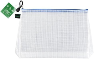 FSY PVC-freier Reißverschluss.-Beutel, Dehnfalte, A4, farblos trans./blau1 Stück