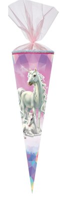 Nestler Schultüte Organza 70 cm rund Strass EinhornMärWald