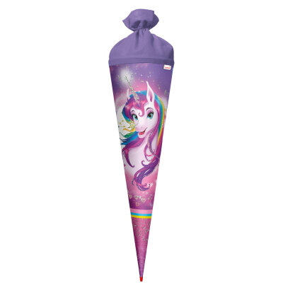 Roth Schultüte 70cm Einhornportrait Glitter rund Rot(h)-Spitze