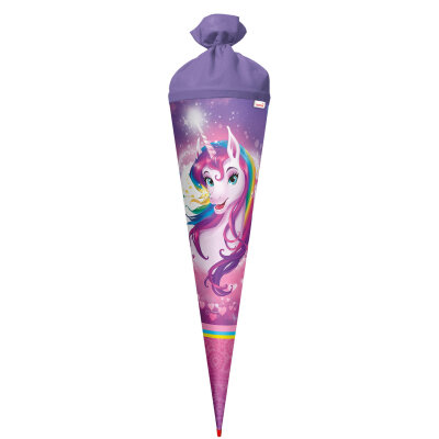 Roth Schultüte 70cm Einhornportrait rund Filzverschluss Rot(h)-Spitze