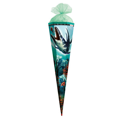 Roth Schultüte 85cm Dino Mosasaurus Spezialborte eckig Rot(h)-Spitze