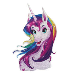 Roth Bügelbild Stickerei mit Druck, Einhorn , 13cmx20cm
