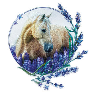 Roth Bügelbild Stickerei mit Druck, Pferd, 14,5cmx16cm