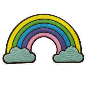 Roth Bügelbild Stickerei mit Druck, Regenbogen, 11cmx17,5cm