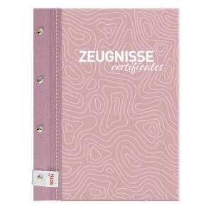 Roth Zeugnismappen Pattern mit Buchschrauben, Dusty Rose, für Dokumente und Zeugnisse, farbiger Metallic-Leineneinband mit Buchschrauben, Gummiband und 12 PP-Einlagen, erweiterbar um 12 Einlagen, A4