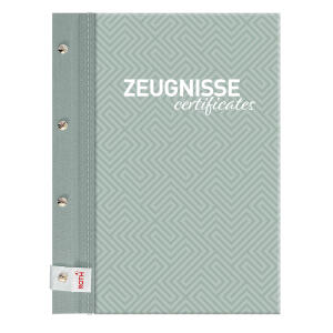 Roth Zeugnismappen Pattern mit Buchschrauben, Dusty Mint, für Dokumente und Zeugnisse, farbiger Metallic-Leineneinband mit Buchschrauben, Gummiband und 12 PP-Einlagen, erweiterbar um 12 Einlagen, A4