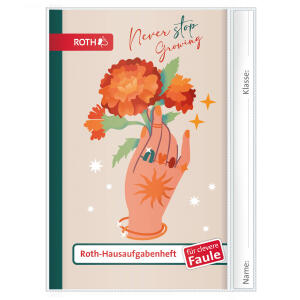 Roth Roth-Hausaufgabenhefte - Teens für clevere Faule, Flower Roth-Hausaufgabenheft - Teens für clevere Faule, mit 8 Ersatzstundenplänen, Schutzumschlag, 1 Woche 2 Seiten, Format: A5, 104 Seiten, Prinzip für clevere Faule