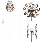 Kinetic Art Metal Wind Spinner: Copper Dolphins Duett - Solar LED