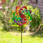 Kinetic Art Metal Wind Spinner: Rainbow Flower Duett