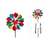 Kinetic Art Metal Wind Spinner: Multi-colored Flower Duett