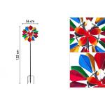 Kinetic Art Metal Wind Spinner: Multi-colored Flower Duett